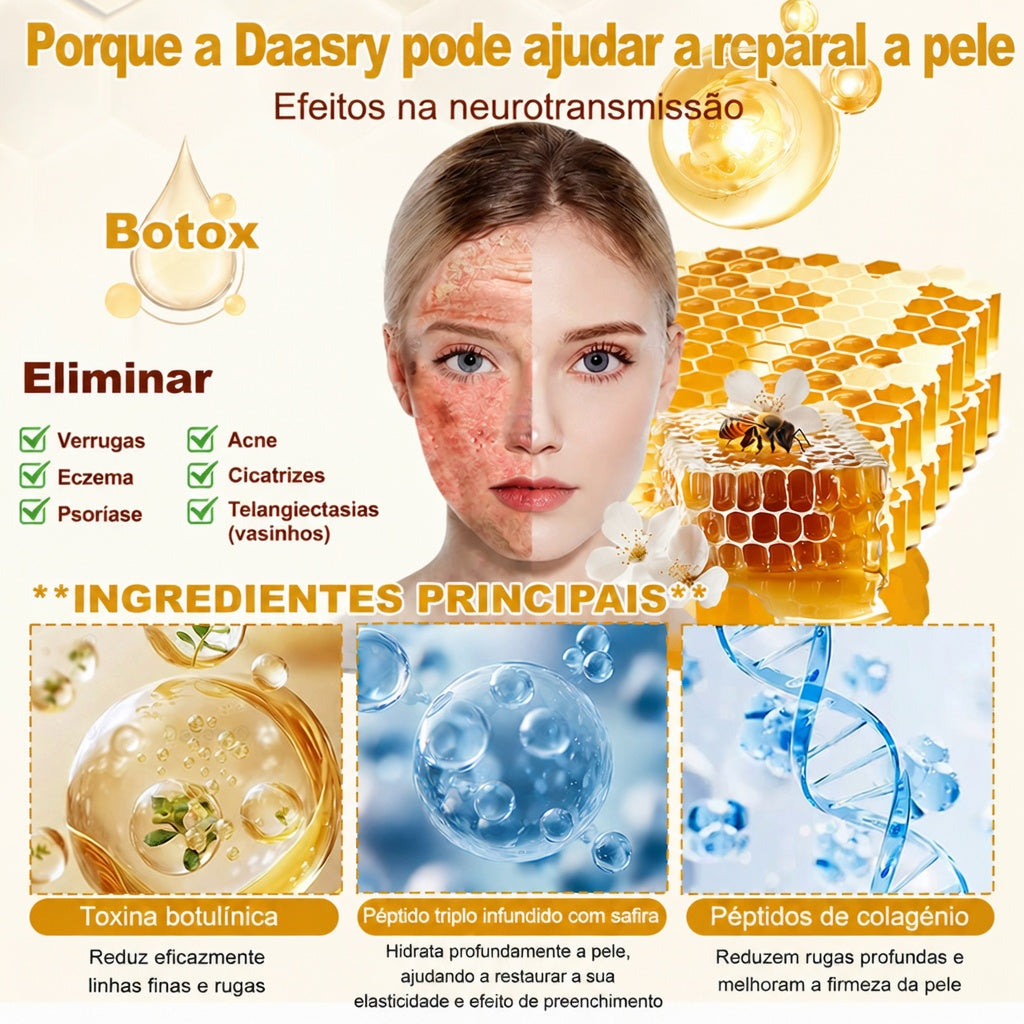 👨‍⚕️Certificado CE: Daasry® Creme Restaurador de Pele com Veneno de Abelha — Efeito Tipo Botox